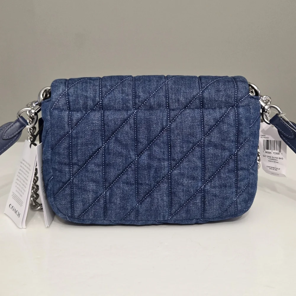 NWT COACH QUINN BAG WITH QUILTING - INDIGO BLUE - Picture 5 of 10